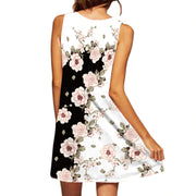 Women's New Dress V-neck Sleeveless Printed Large Hem Dress