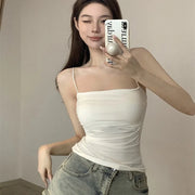 New Women's Halter Top Summer Korean Style Trend Fashion Built-In Women's Bra Stretch Women's Beach Everyday Casual Tank Top