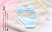 Japan Sexy Lingerie Lolita Kawaii Blue Pink White Striped Mini Bikini Adult Cosplay Women  Bra Underwear Set  Frenum Swimsuit