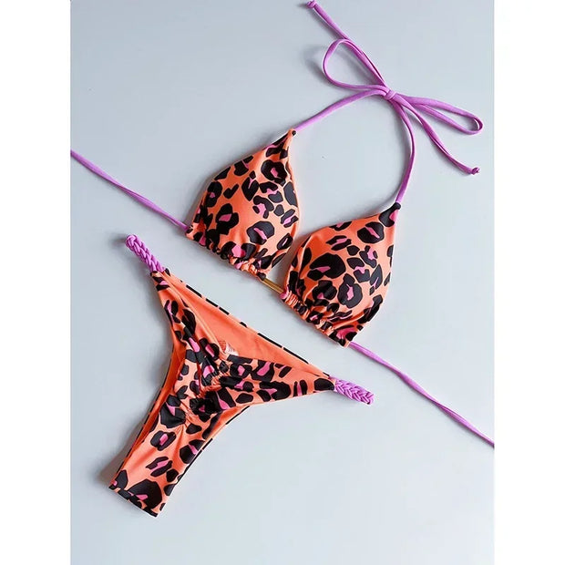 OIINAA Swimwear Women Leopard Printed Sexy Bikini Set