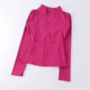 Ladies Coat Round High Elastic Long Sleeve Stand-up Collar Yoga Tops