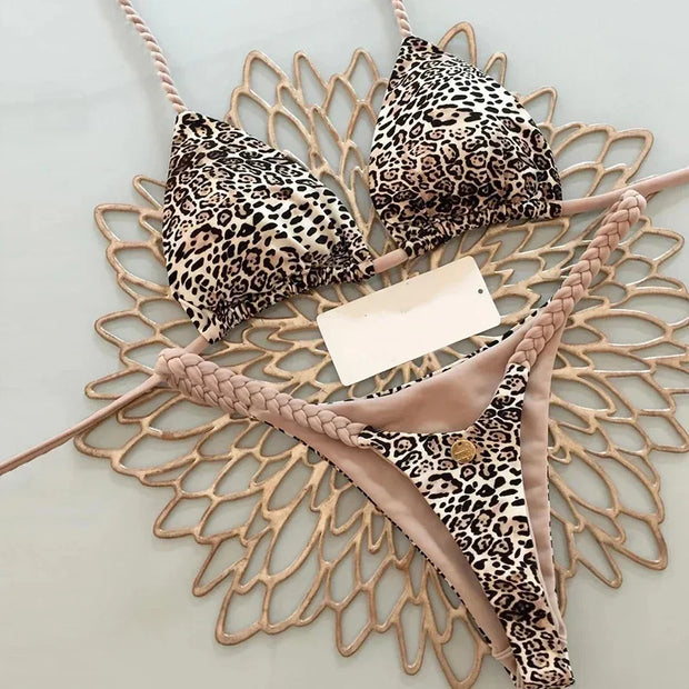 OIINAA Swimwear Women Leopard Printed Sexy Bikini Set