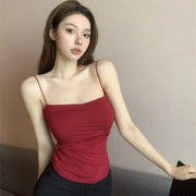 New Women's Halter Top Summer Korean Style Trend Fashion Built-In Women's Bra Stretch Women's Beach Everyday Casual Tank Top