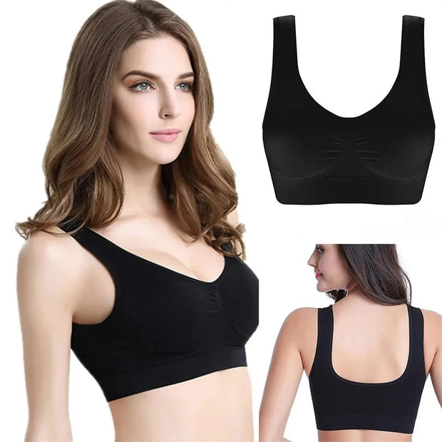 Black Vertical Stripe Breathable Sports Bra Fitness Tube Tops Yoga